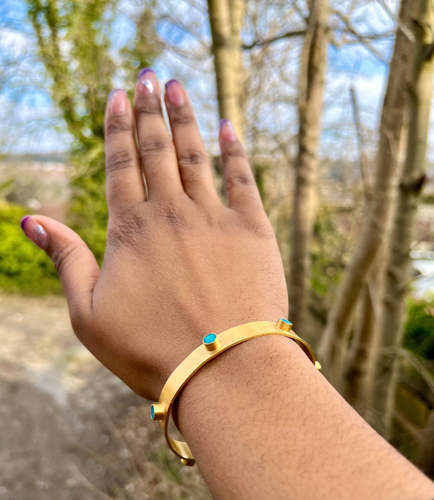 Grace Bracelet in Aquamarine- Satin finish