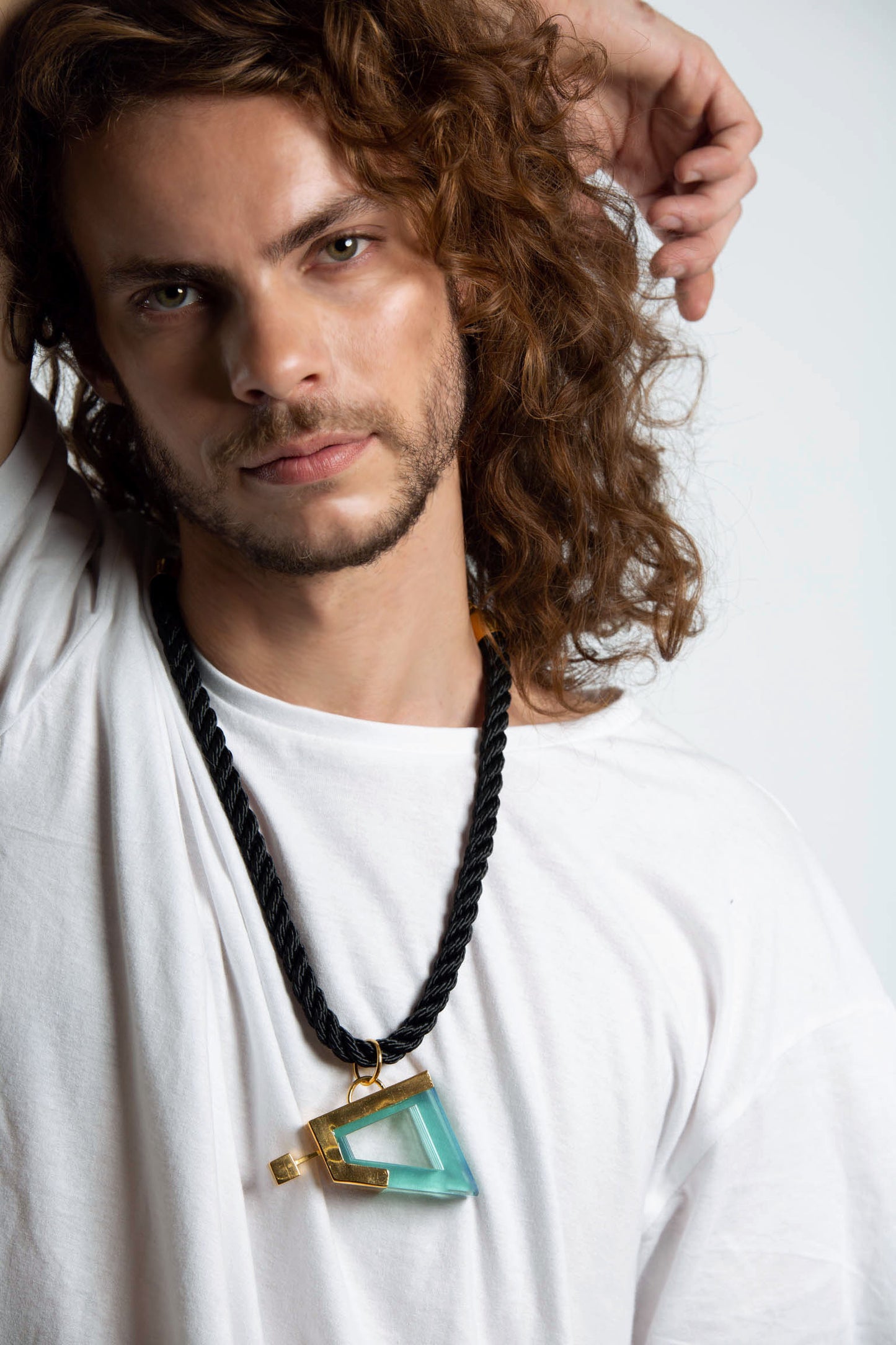 Geo Statement Pendant Necklace in Lagoon Green
