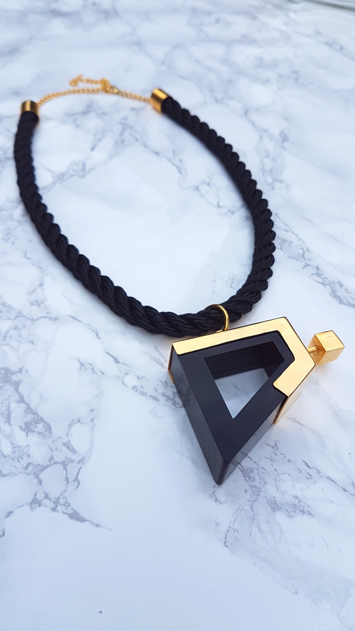Geo Statement Necklace in Black