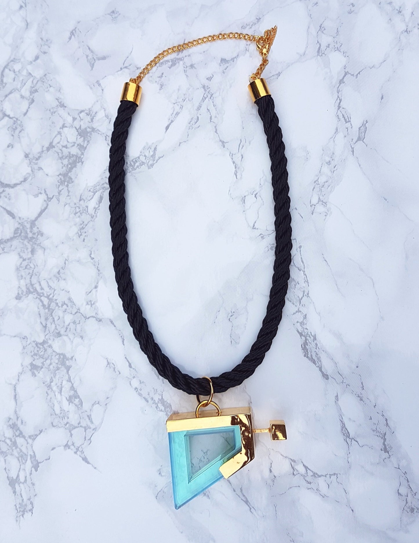Geo Statement Pendant Necklace in Lagoon Green