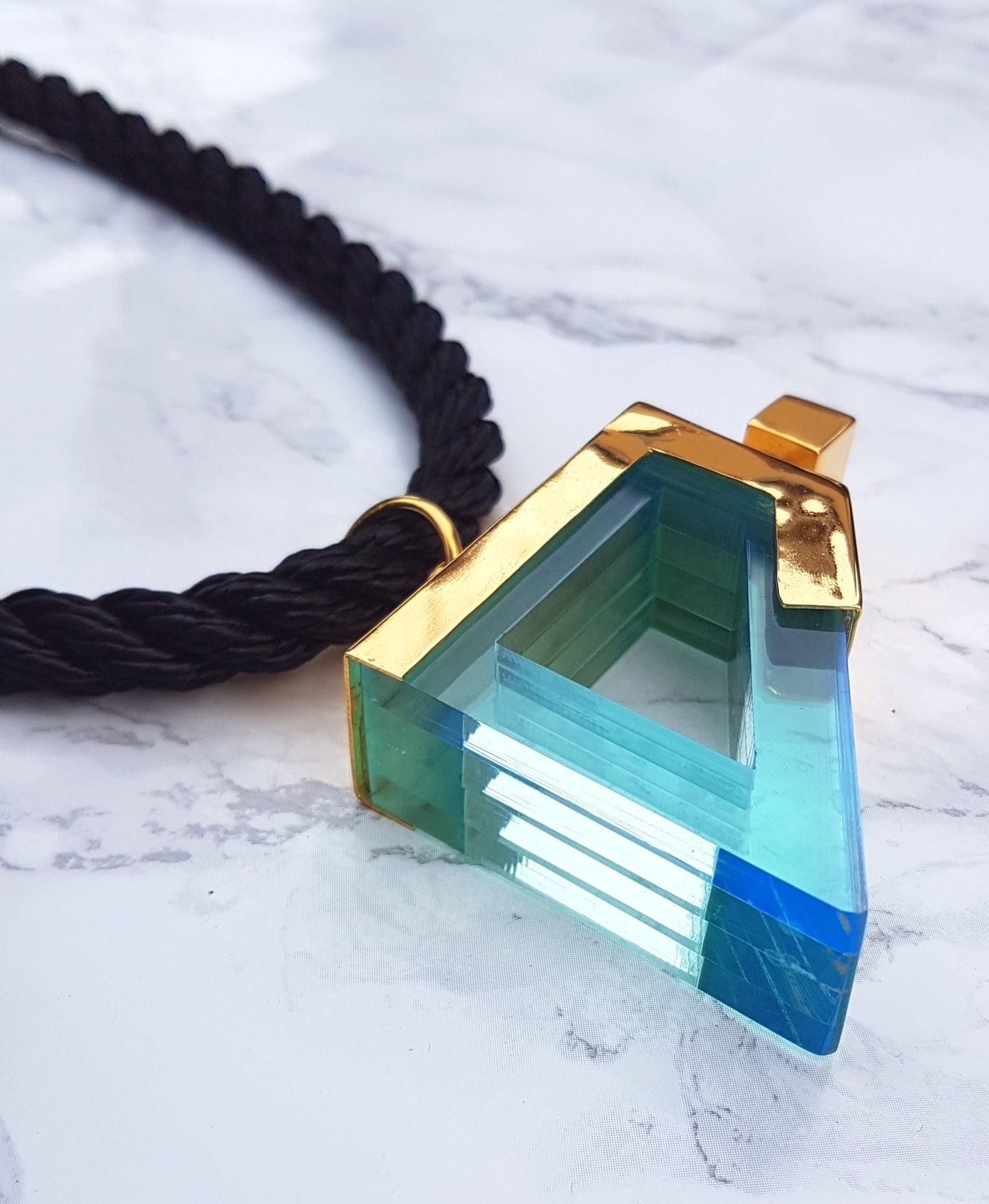 Geo Statement Pendant Necklace in Lagoon Green