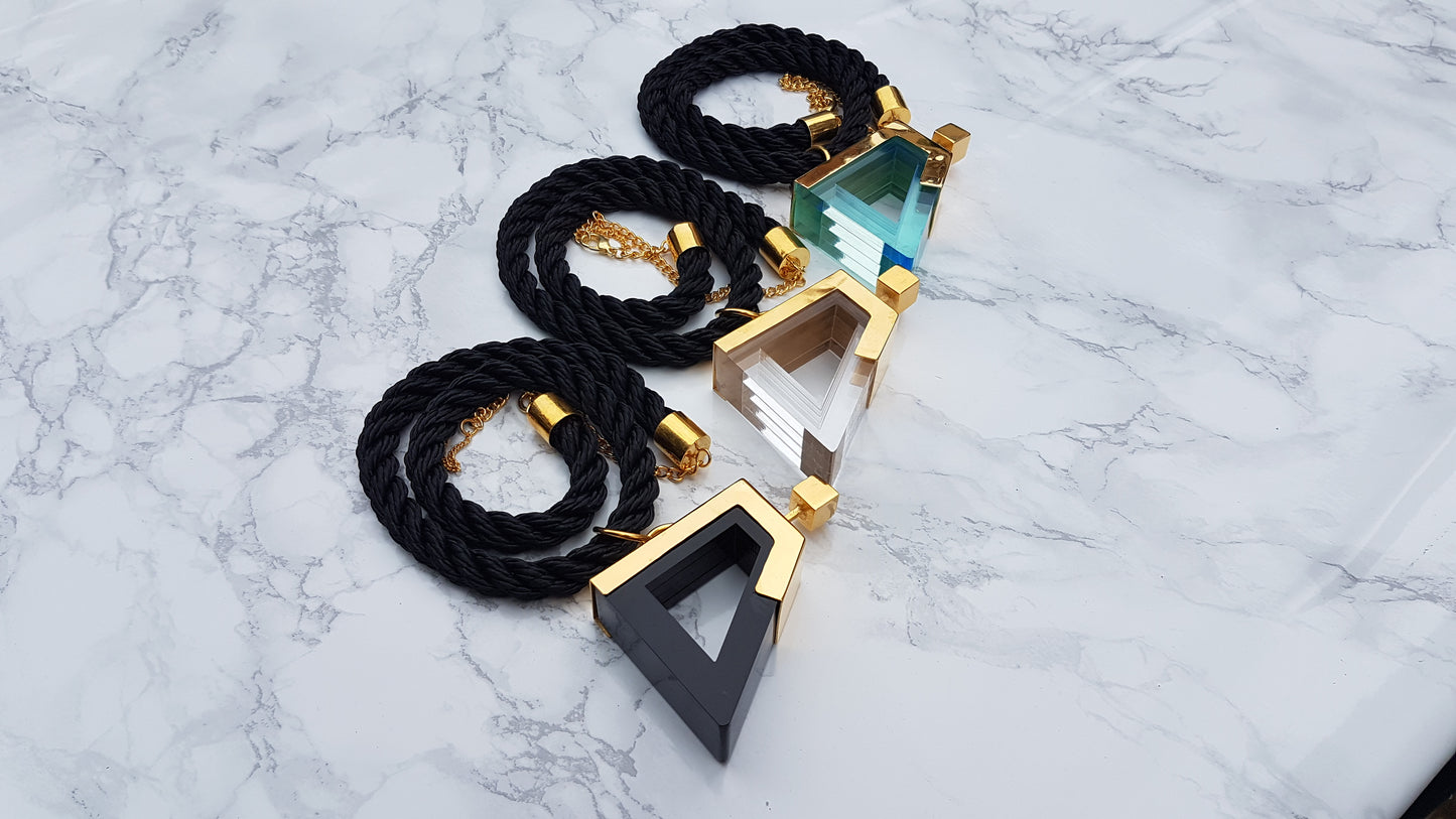 Geo Statement Pendant Necklace in Lagoon Green