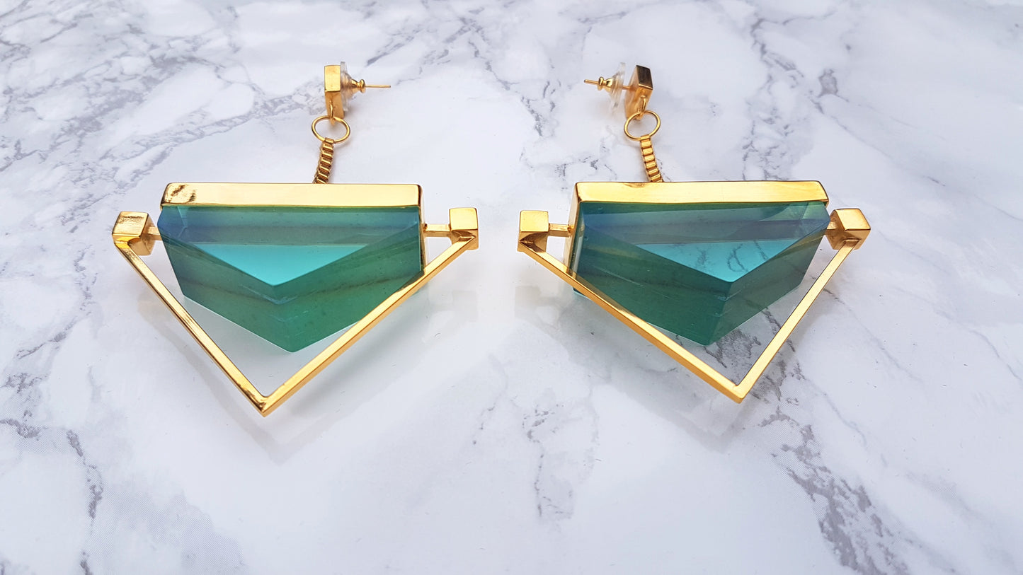 Luna Statement Earrings in Lagoon Green