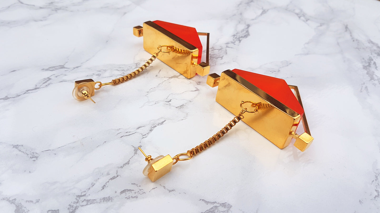 Luna Statement Earrings in Orange