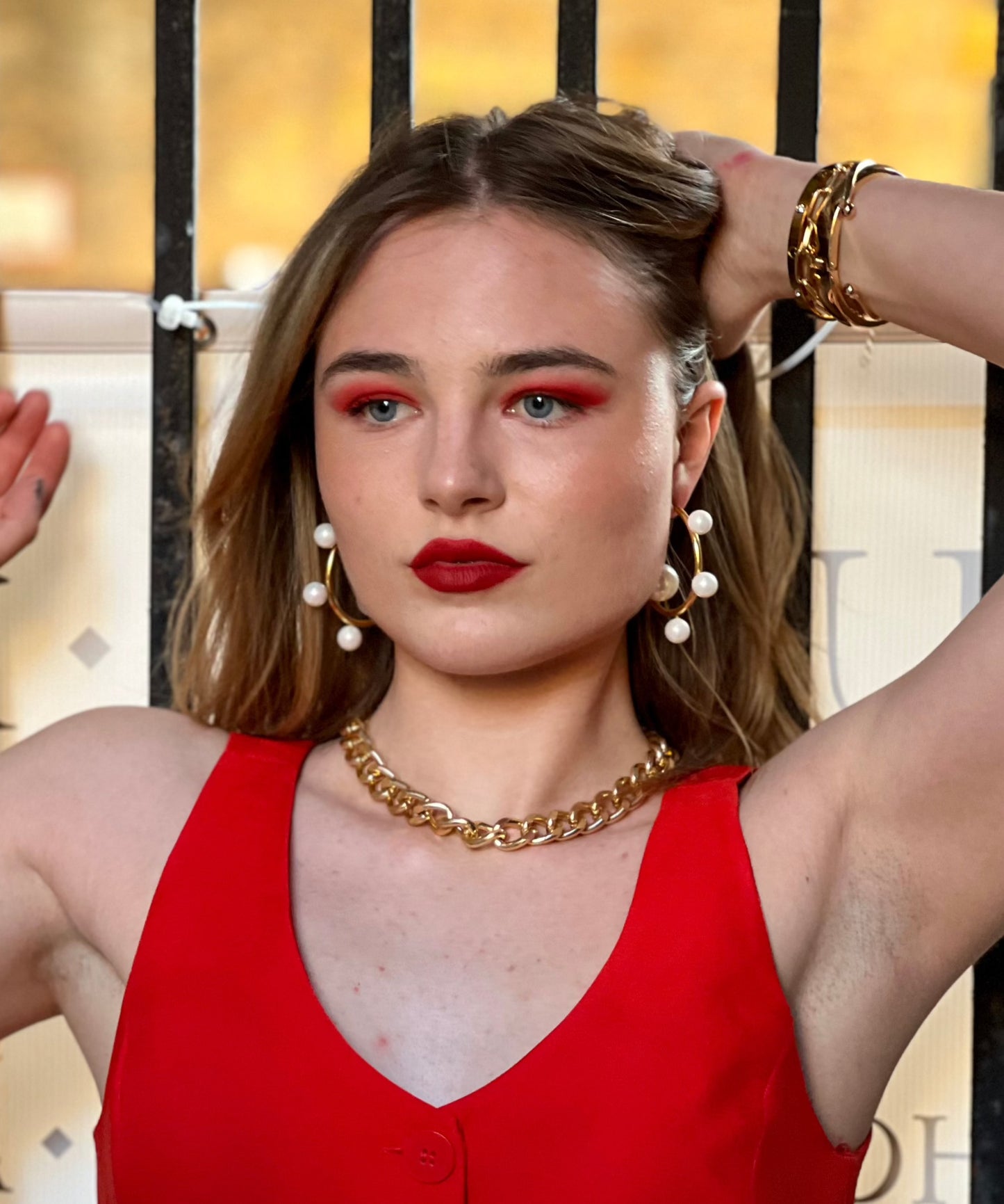 Big Pearl Hoop earrings in Gold