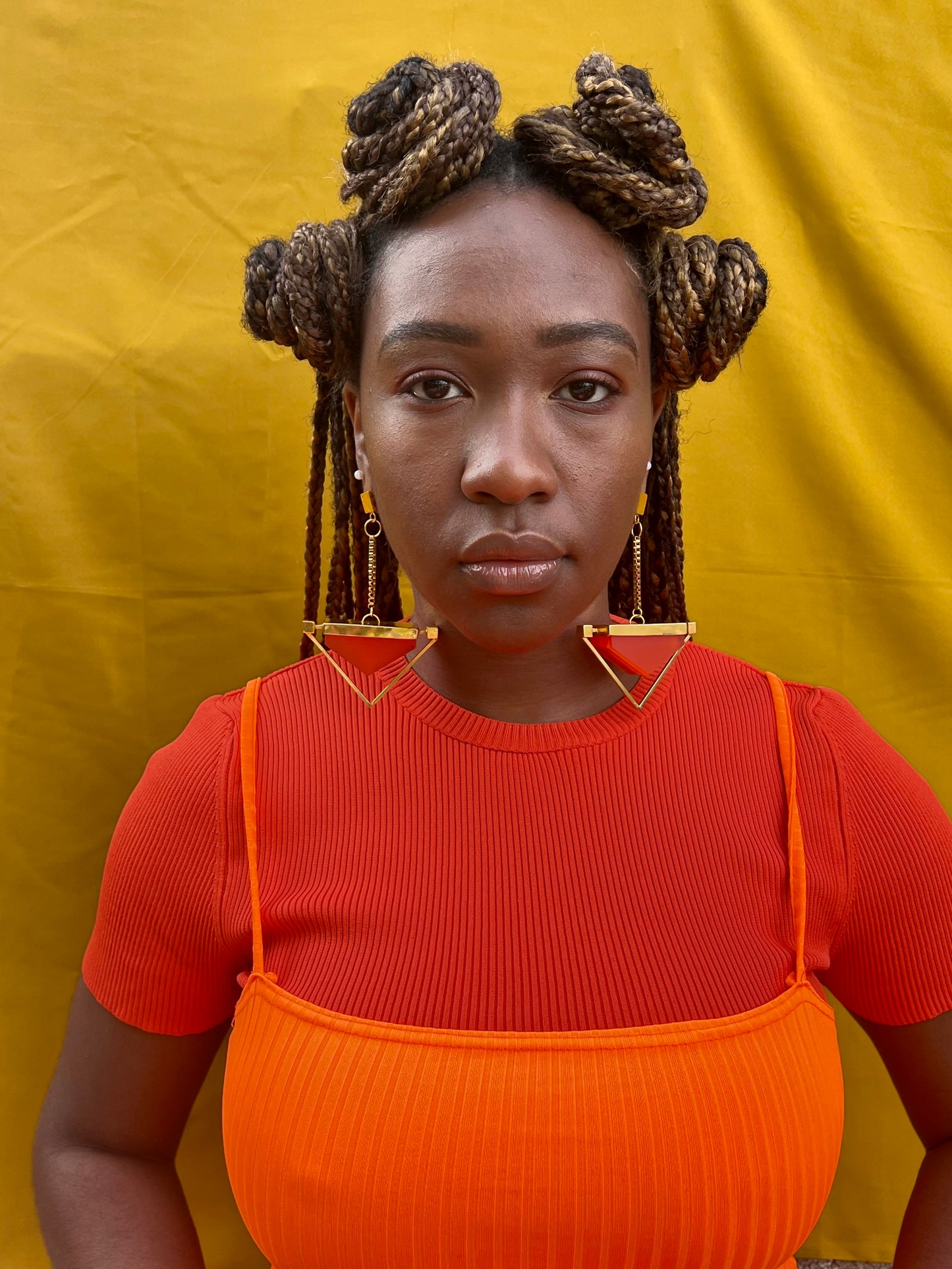 Luna Statement Earrings in Orange