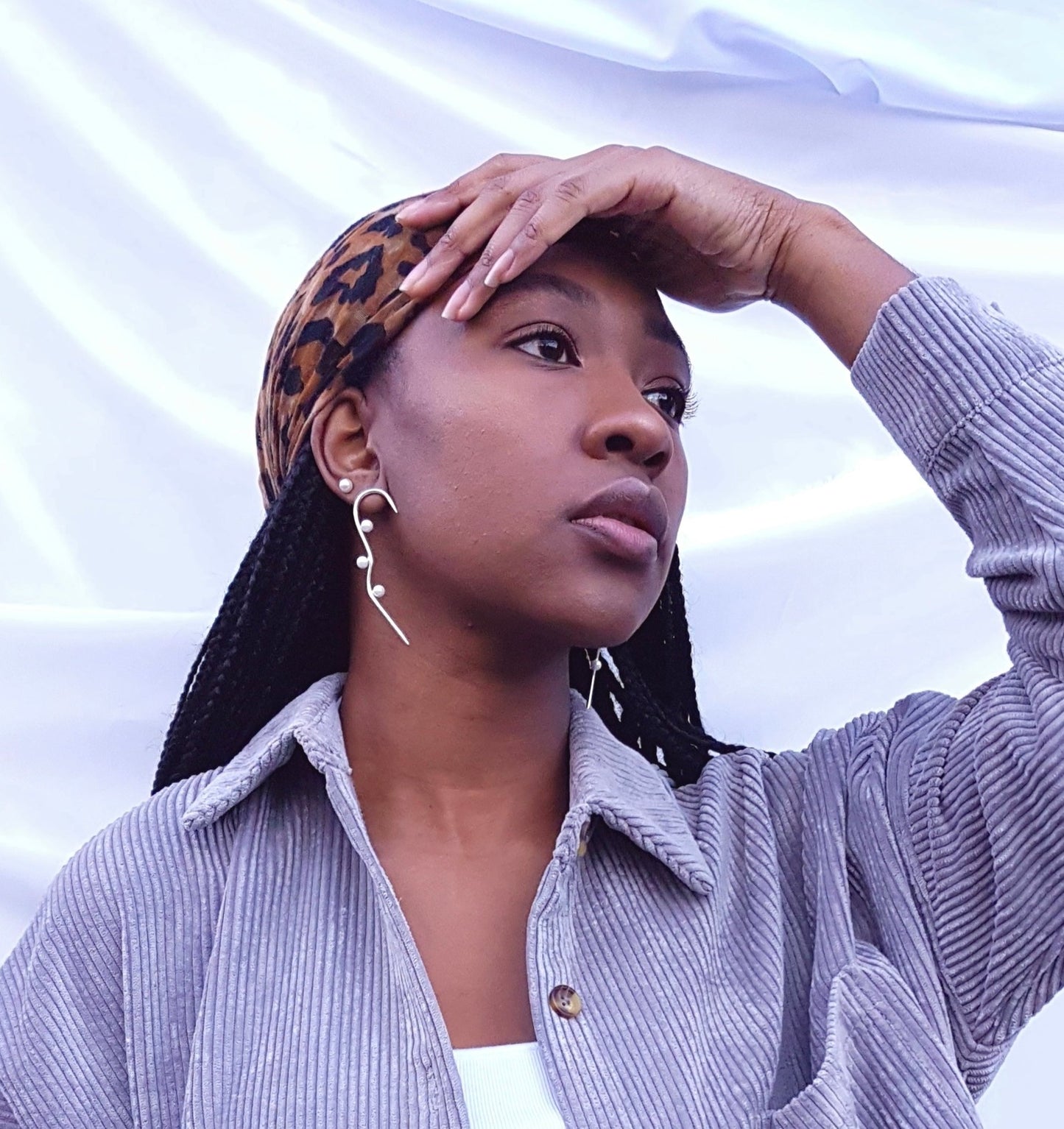 Sterling Silver Stem Pearl earrings