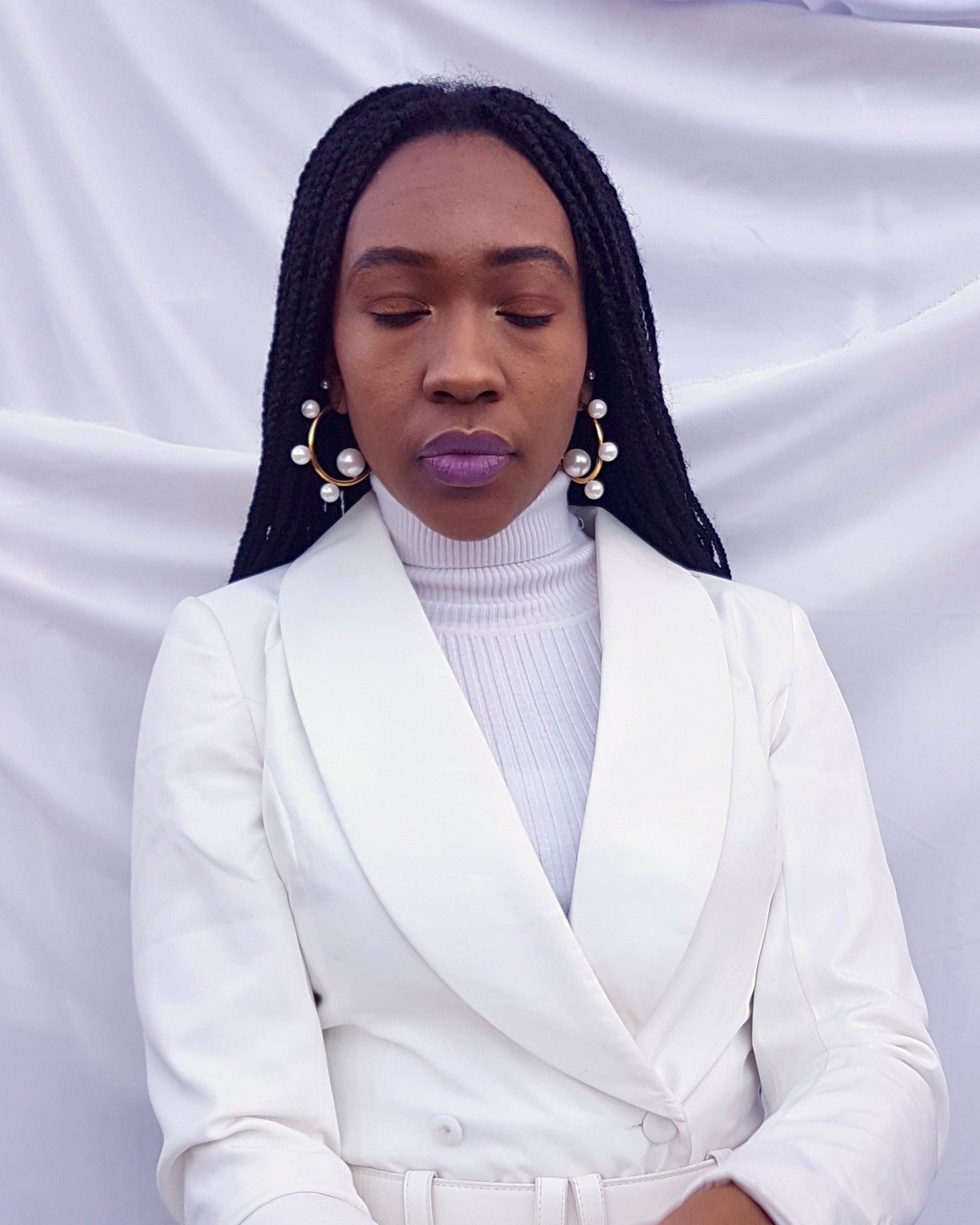 Big Pearl Hoop earrings in Gold