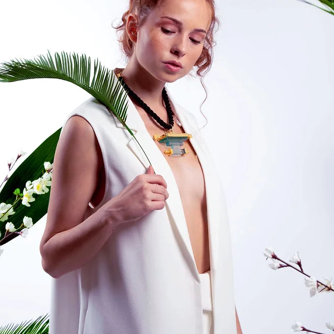 Priyah Pendant Necklace in Lagoon Green