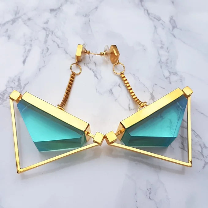 Luna Statement Earrings in Lagoon Green