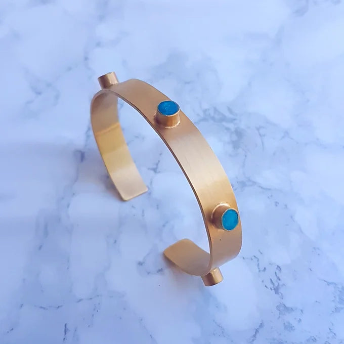 Grace Bracelet in Aquamarine- Satin finish
