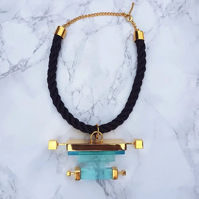 Priyah Pendant Necklace in Lagoon Green