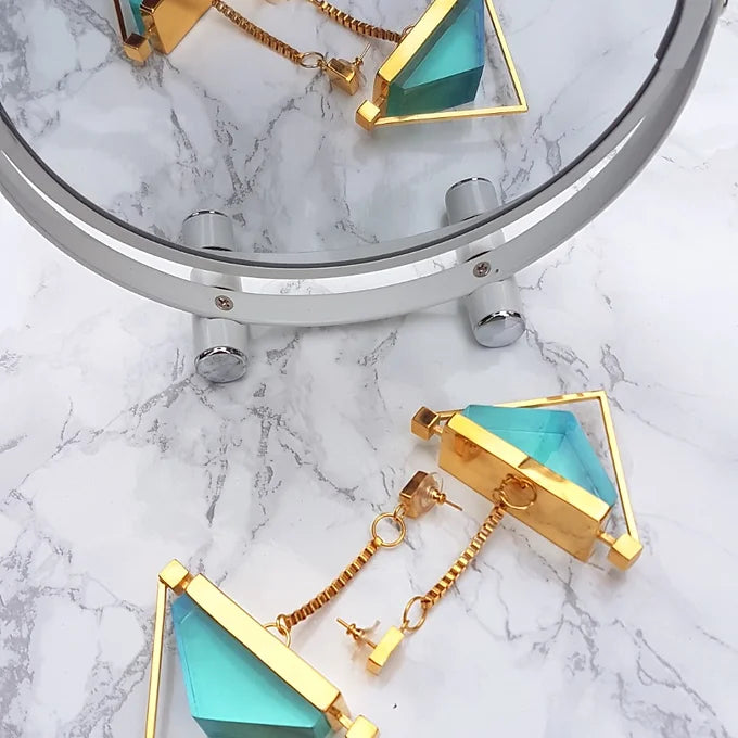 Luna Statement Earrings in Lagoon Green