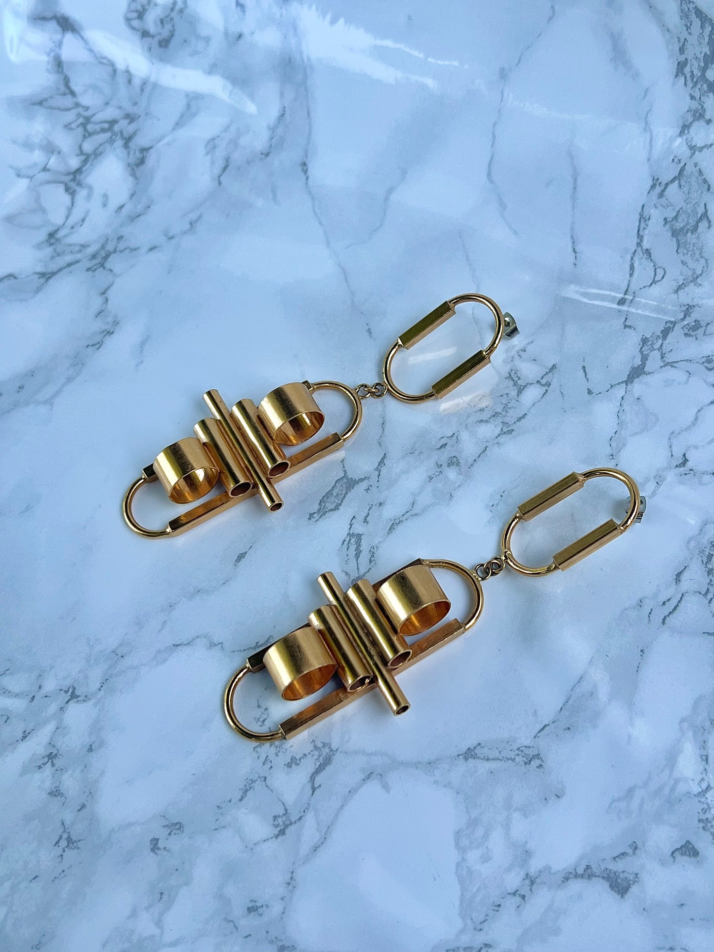 Large Gold Tubular earrings