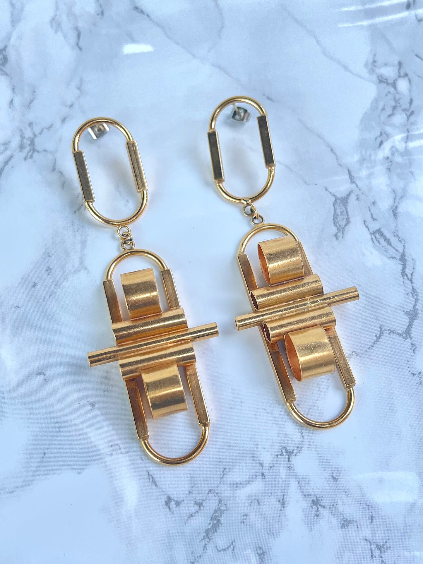 Large Gold Tubular earrings