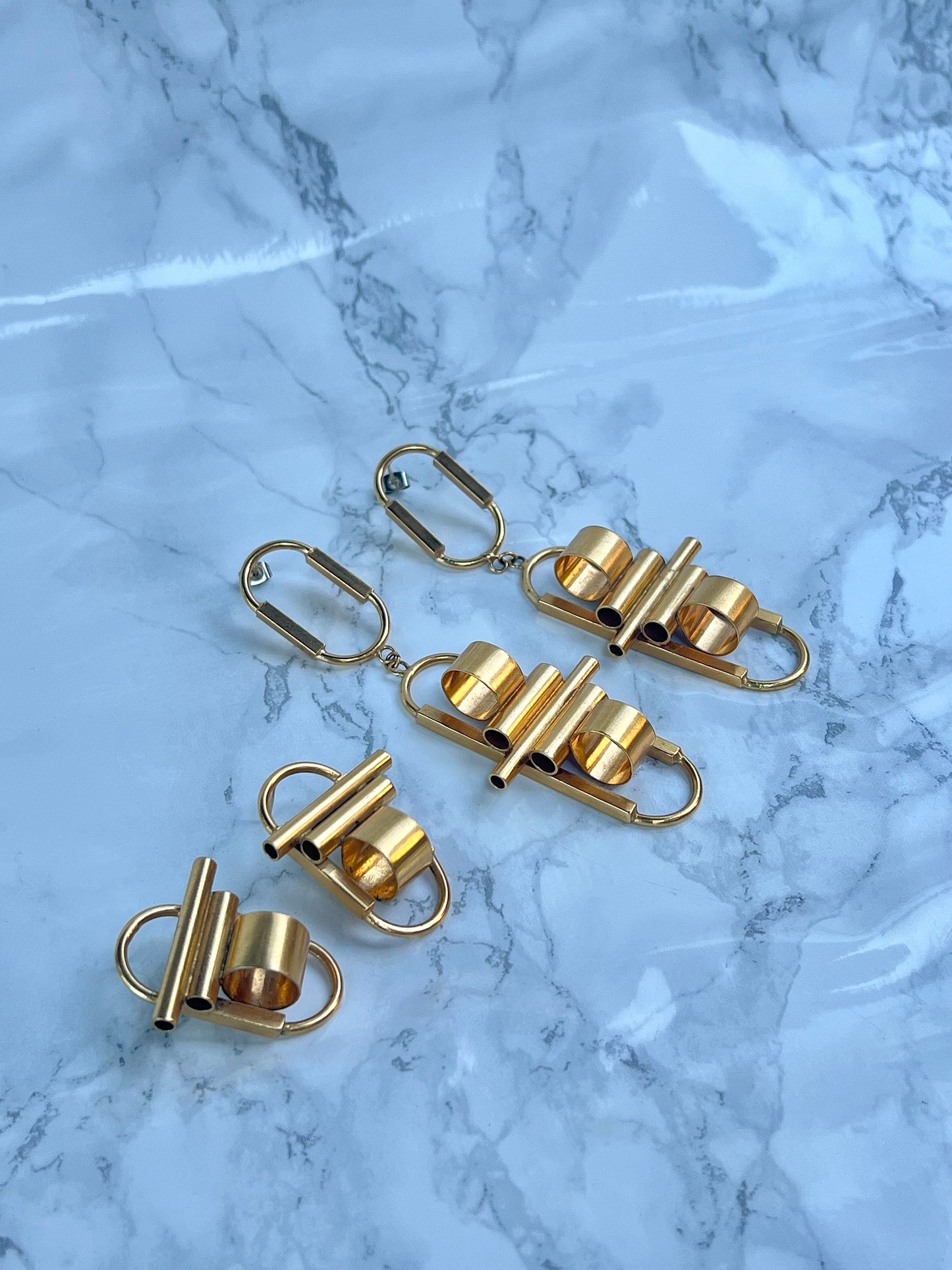 Large Gold Tubular earrings