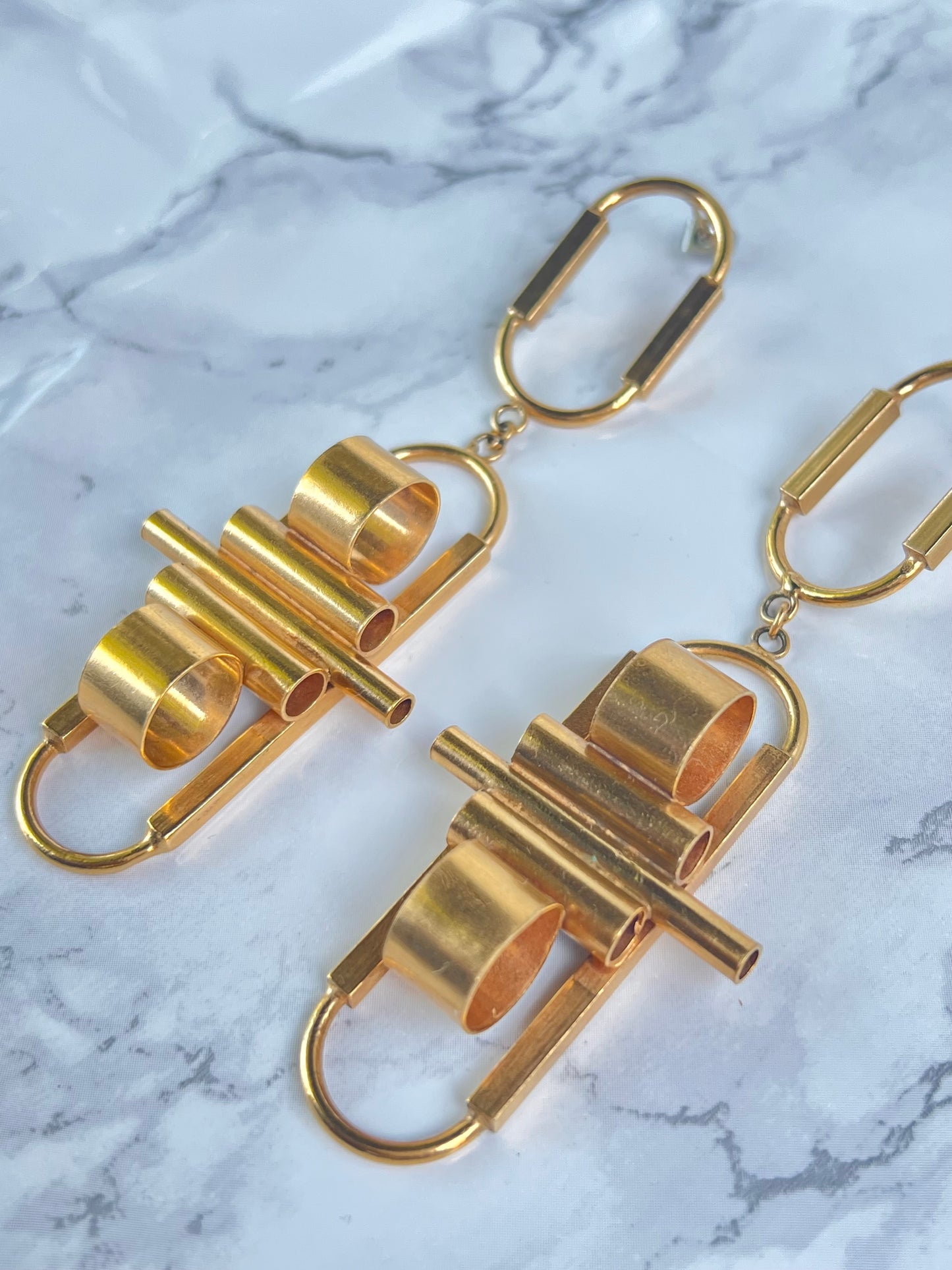 Large Gold Tubular earrings