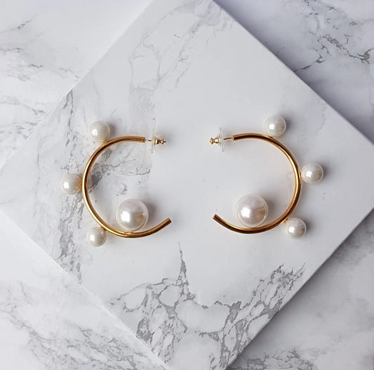 Big Pearl Hoop earrings in Gold