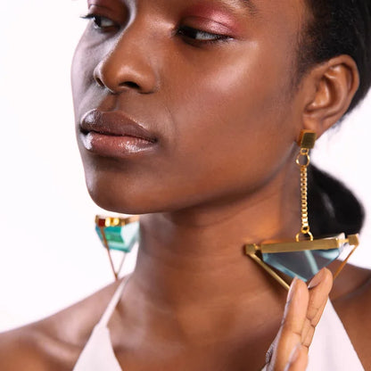 Luna Earrings in Lagoon Green