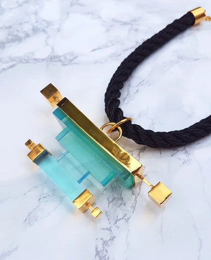 Priyah Pendant Necklace in Lagoon Green