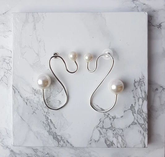 Sterling Silver Fluid Pearl Earrings